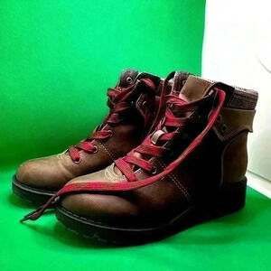 Pop Tania Faux Brown Leather Hiking Combat Boots Women’s Size 7.5